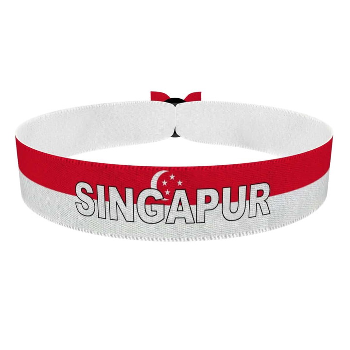 Zum Produkt Singapur Flagge mit Ländername Stoffarmband