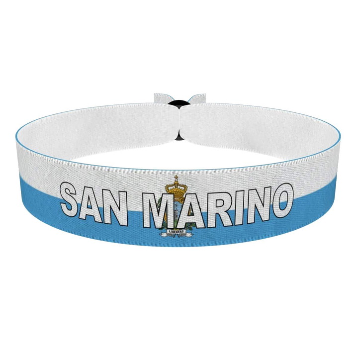 Zum Produkt San Marino Flagge mit Ländername Stoffarmband