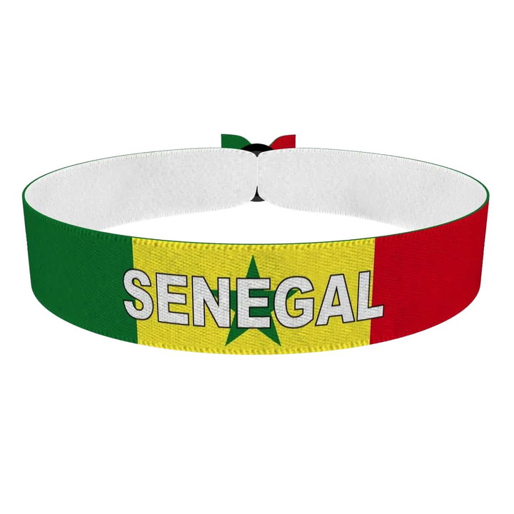 Zum Produkt Senegal Flagge mit Ländername Stoffarmband