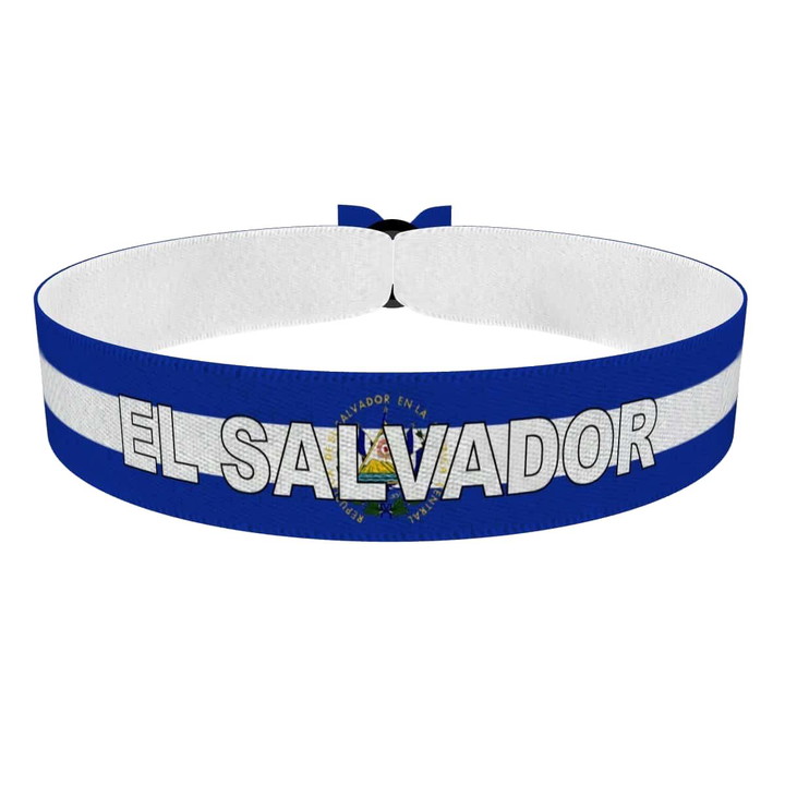 Zum Produkt El Salvador Flagge mit Ländername Stoffarmband