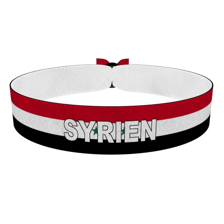 Zum Produkt Syrien Flagge mit Ländername Stoffarmband