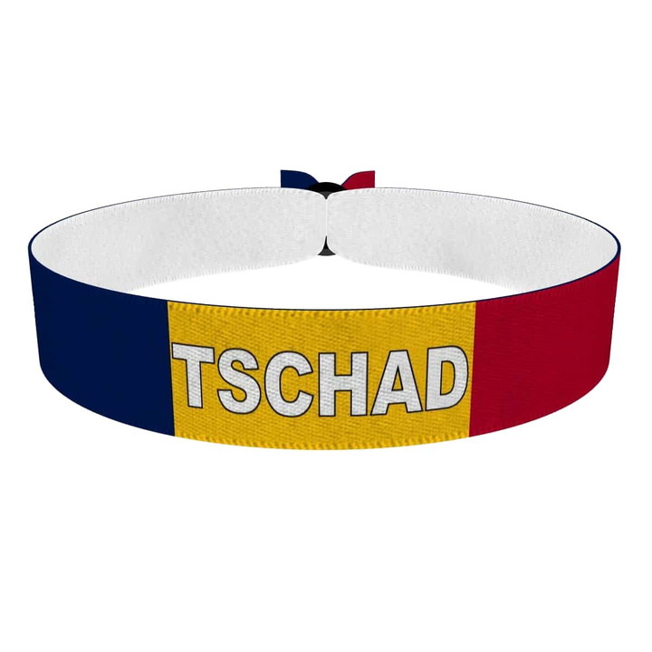 Zum Produkt Tschad Flagge mit Ländername Stoffarmband