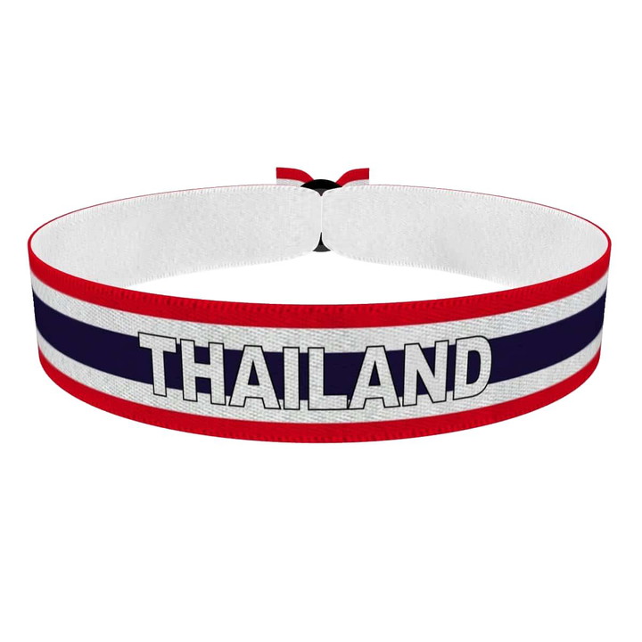 Zum Produkt Thailand Flagge mit Ländername Stoffarmband