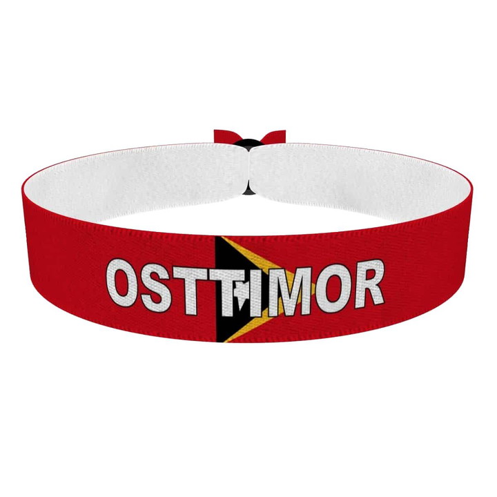 Zum Produkt Osttimor Flagge mit Ländername Stoffarmband