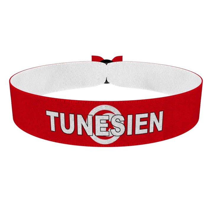 Zum Produkt Tunesien Flagge mit Ländername Stoffarmband