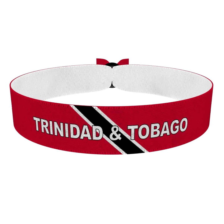 Zum Produkt Trinidad und Tobago Flagge mit Ländername Stoffarmband