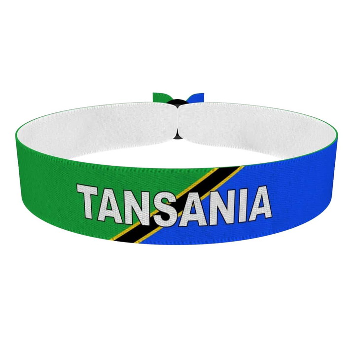 Zum Produkt Tansania Flagge mit Ländername Stoffarmband