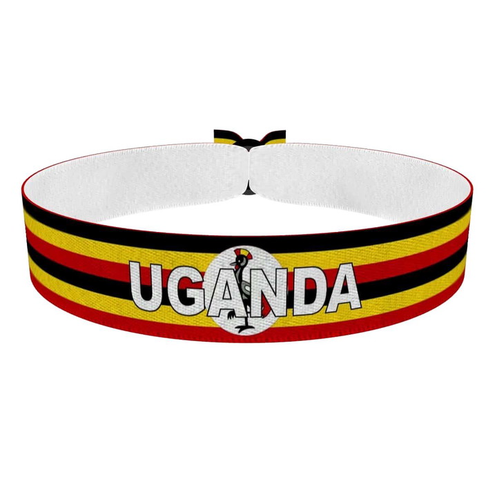 Zum Produkt Uganda Flagge mit Ländername Stoffarmband