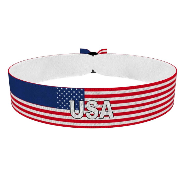 Zum Produkt Vereinigte Staaten Flagge mit Ländername Stoffarmband