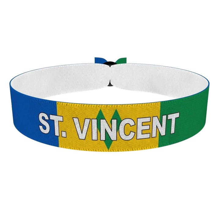 Zum Produkt St. Vincent & die Grenadinen Flagge mit Ländername Stoffarmband