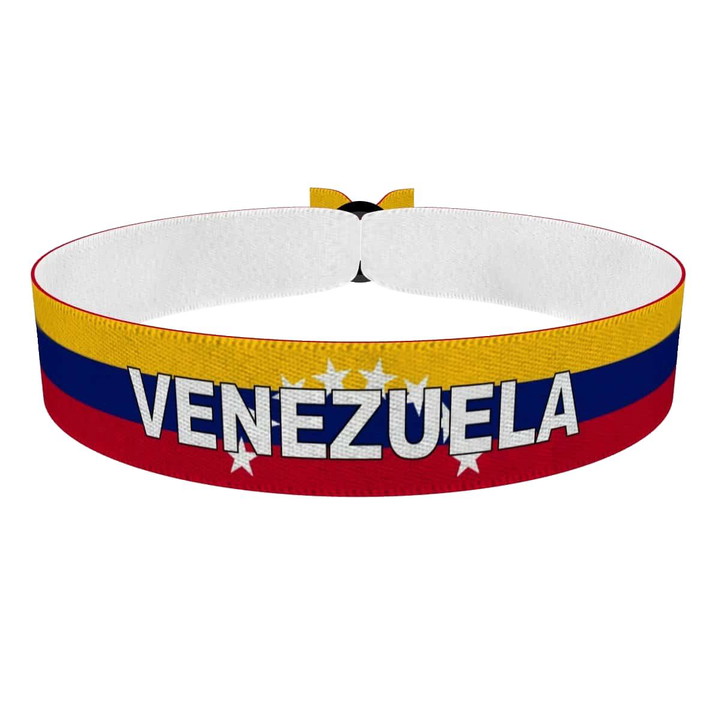 Zum Produkt Venezuela Flagge mit Ländername Stoffarmband