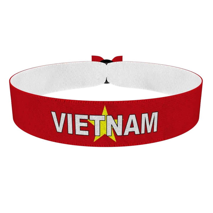 Zum Produkt Vietnam Flagge mit Ländername Stoffarmband