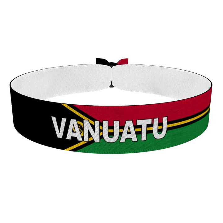 Zum Produkt Vanuatu Flagge mit Ländername Stoffarmband