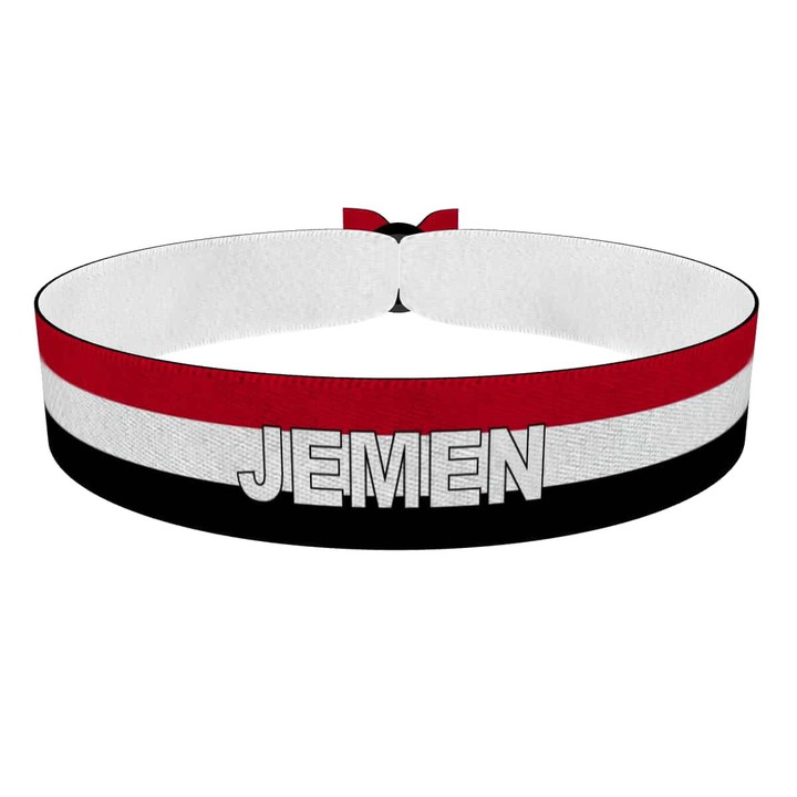 Zum Produkt Jemen Flagge mit Ländername Stoffarmband