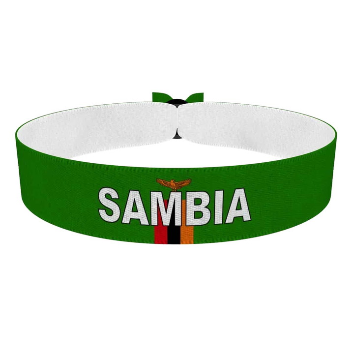 Zum Produkt Sambia Flagge mit Ländername Stoffarmband