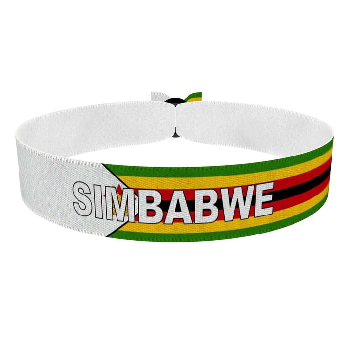 Zum Produkt Simbabwe Flagge mit Ländername Stoffarmband
