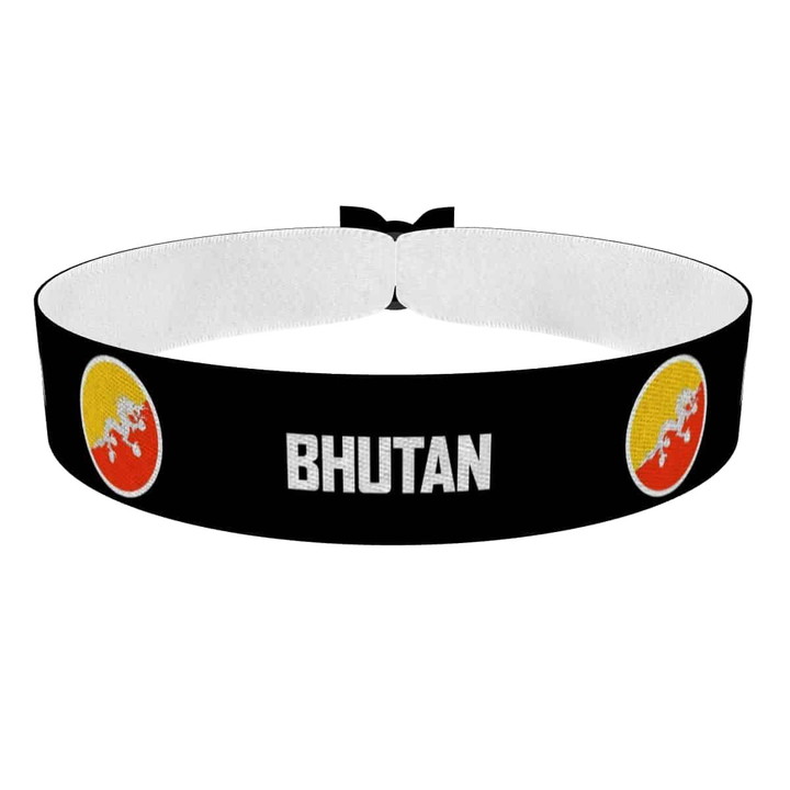 Zum Produkt Bhutan runde Flaggen Stoffarmband