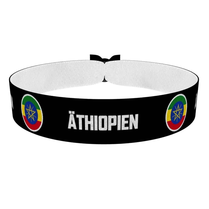 Zum Produkt Äthiopien runde Flaggen Stoffarmband