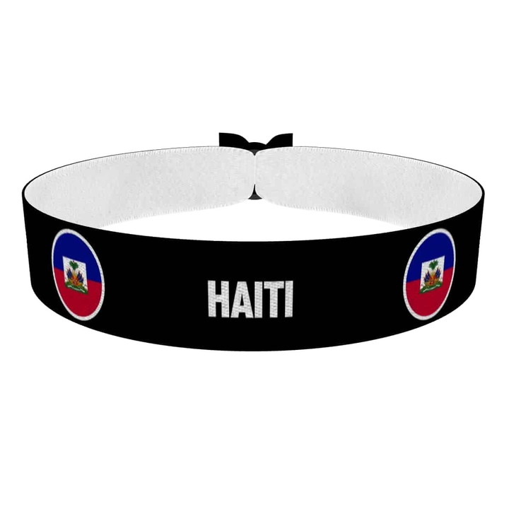Zum Produkt Haiti runde Flaggen Stoffarmband