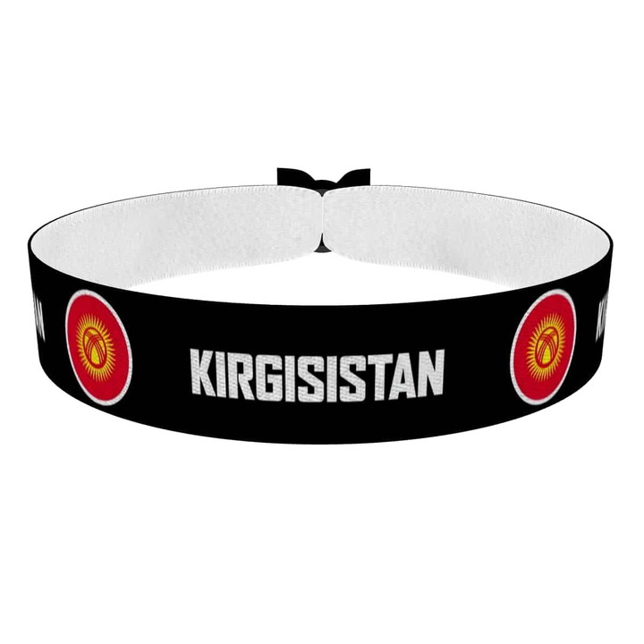 Zum Produkt Kirgisistan runde Flaggen Stoffarmband
