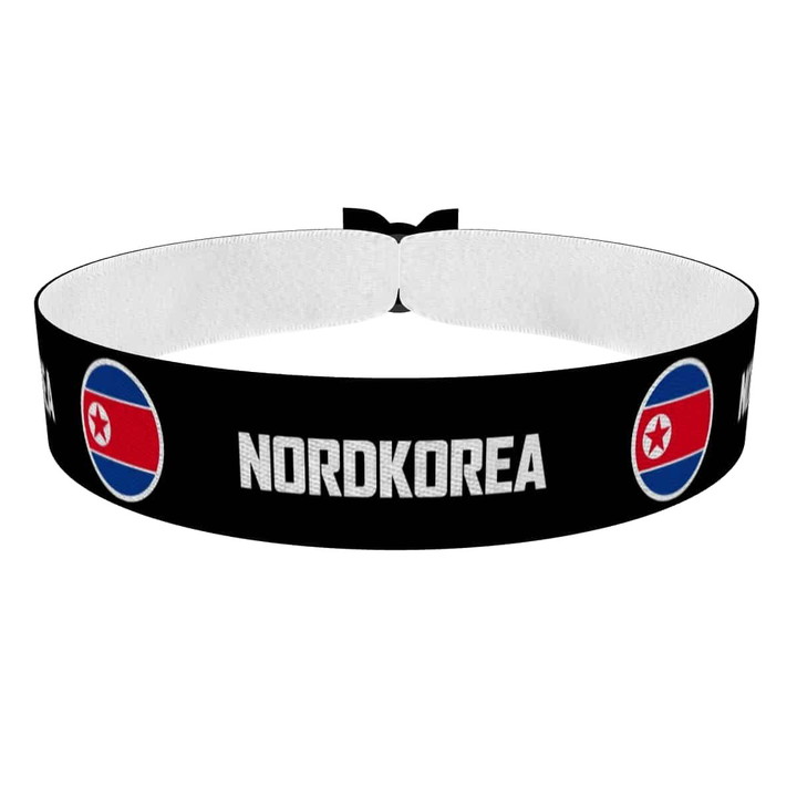 Zum Produkt Nordkorea runde Flaggen Stoffarmband