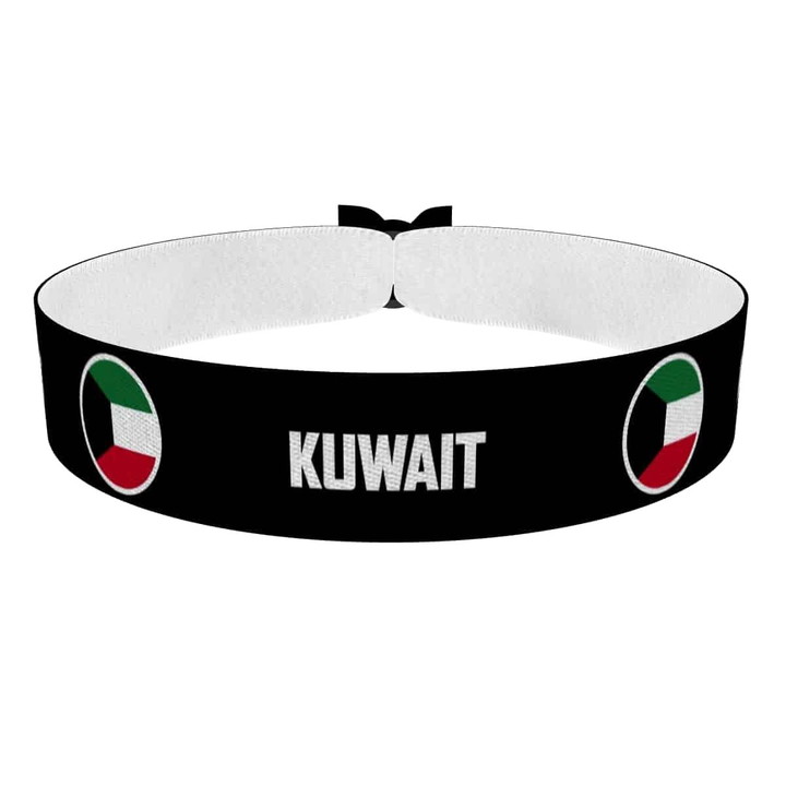 Zum Produkt Kuwait runde Flaggen Stoffarmband