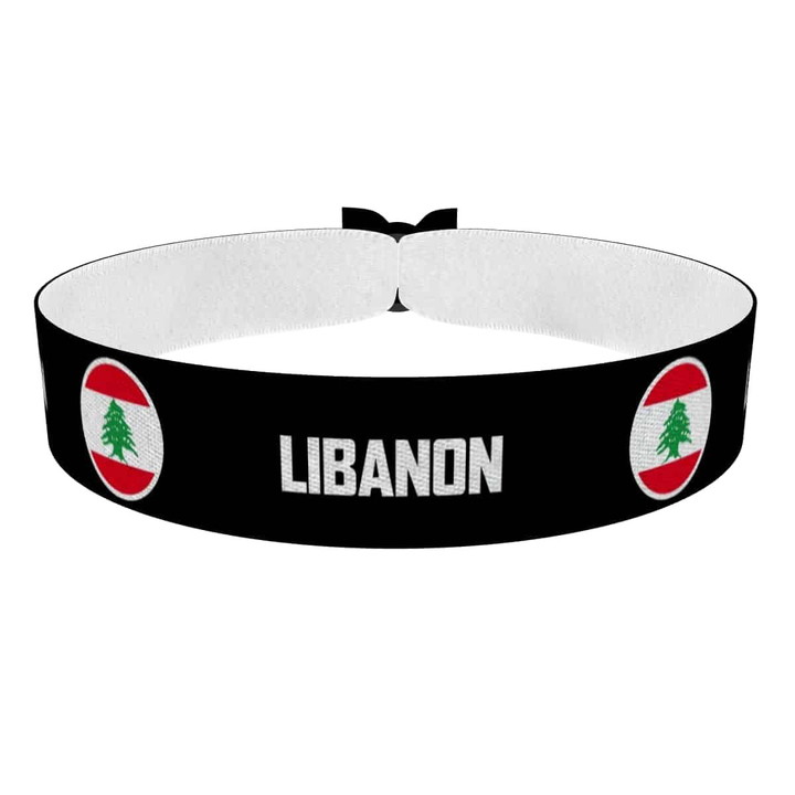 Zum Produkt Libanon runde Flaggen Stoffarmband