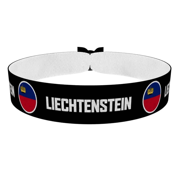 Zum Produkt Liechtenstein runde Flaggen Stoffarmband
