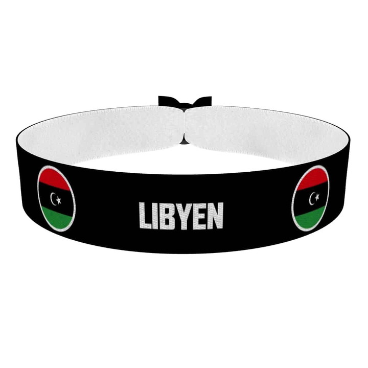 Zum Produkt Libyen runde Flaggen Stoffarmband