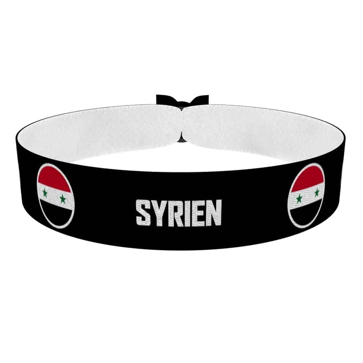 Zum Produkt Syrien runde Flaggen Stoffarmband