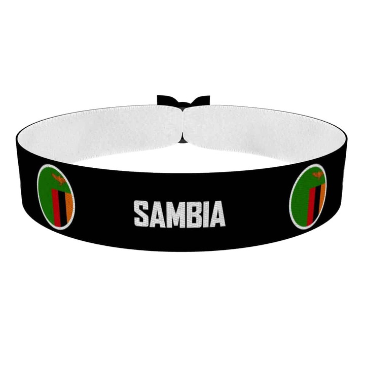 Zum Produkt Sambia runde Flaggen Stoffarmband