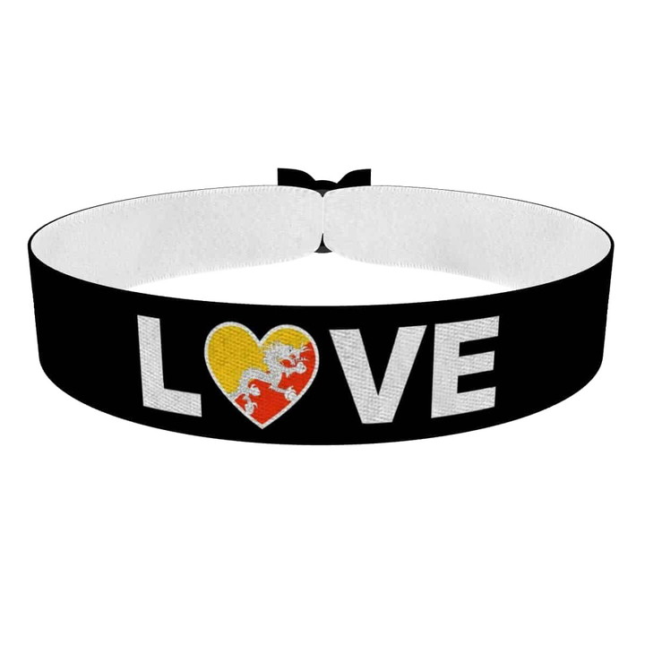 Zum Produkt Love Bhutan Flagge Stoffarmband