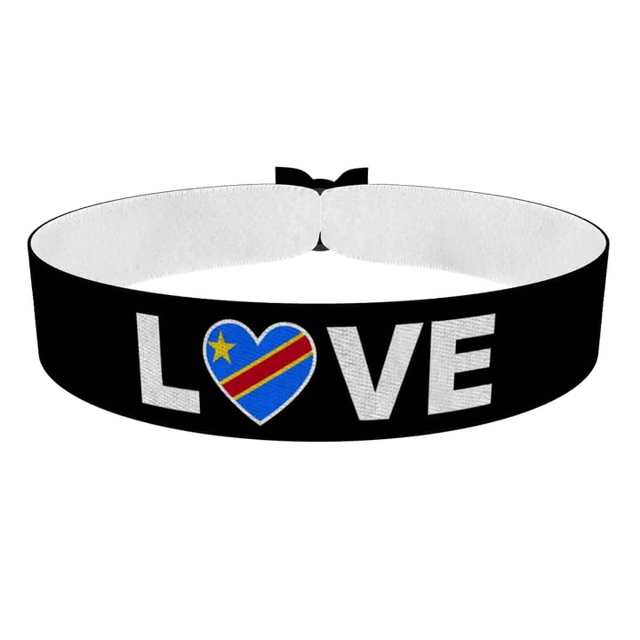 Zum Produkt Love Demokratische Republik Kongo Flagge Stoffarmband