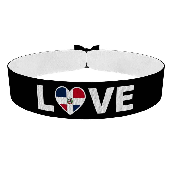 Zum Produkt Love Dominikanische Republik Flagge Stoffarmband