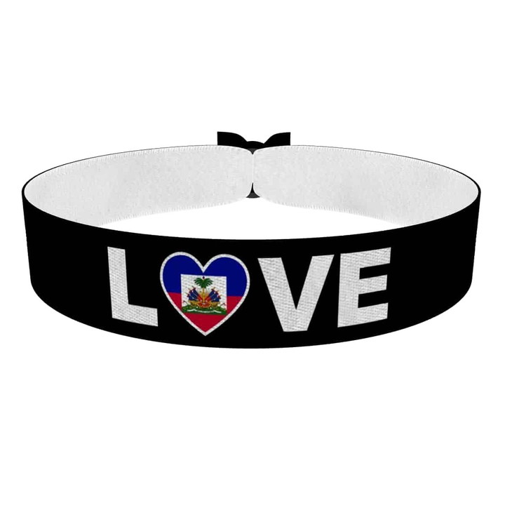 Zum Produkt Love Haiti Flagge Stoffarmband