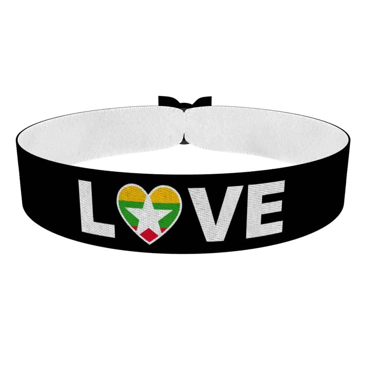 Zum Produkt Love Myanmar Flagge Stoffarmband