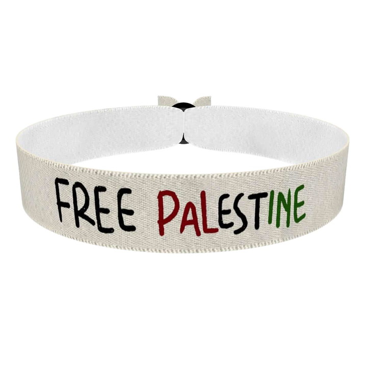 Zum Produkt Free Palestine Palästina Stoffarmband beige
